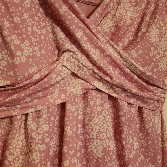 Lands' End Mauve Floral Faux-Wrap One-Piece Swimdress - Picture 2 of 4